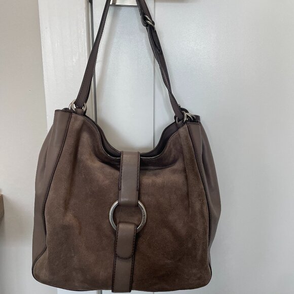 Michael Kors Suede bag beige/gray - Picture 1 of 4